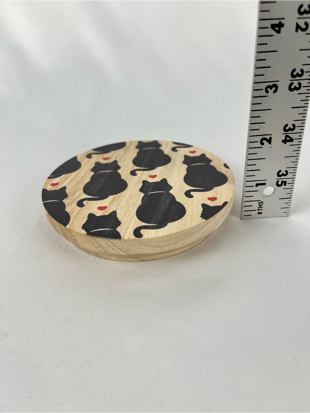 Sand + Fog Sand + Paws 2 Wick 12oz Candle Replacement Wood Lid Black Cat Hearts - Picture 3 of 6